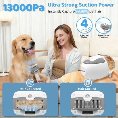 Pawimood 5-In-1 Pet Grooming Vacuum for Shedding Grooming, 13000PA Strong Suction Dog Grooming Kit with 2L Dust Cup, Professional Hair Removal and Home Cleaning Tool Tiktokshopspringglowup