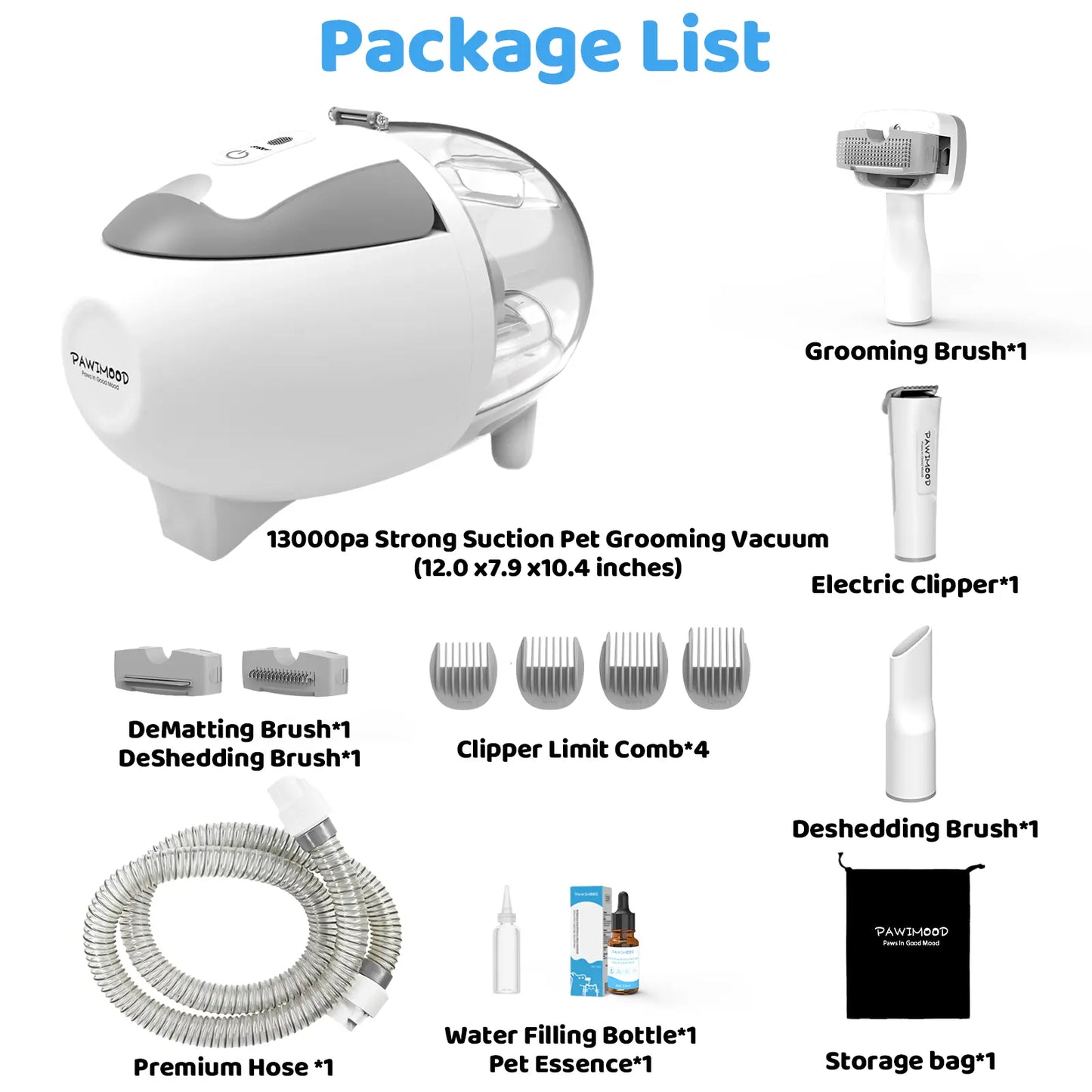Pawimood 5-In-1 Pet Grooming Vacuum for Shedding Grooming, 13000PA Strong Suction Dog Grooming Kit with 2L Dust Cup, Professional Hair Removal and Home Cleaning Tool Tiktokshopspringglowup
