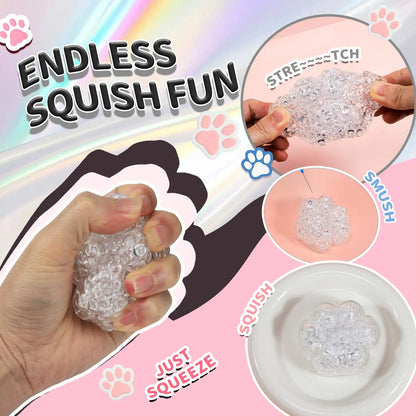 DIY Handmade Stress Relief Ball Kit, Shiny Series, Stress Relieving Accessory, Includes 6 Accessories, 6 Transparent Cat Paw Balls, Expander, 8 Straps
