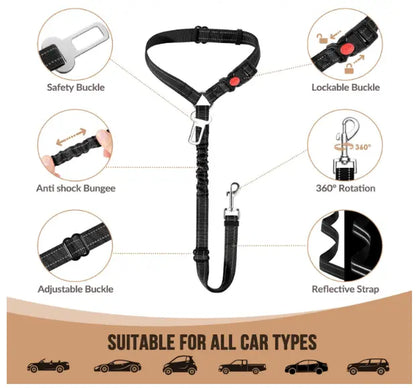 Adjustable Headrest Dog Car Safety Seat Belt - Multifunctional Leash for Secure Travel and Peace of Mind for Dog Owners