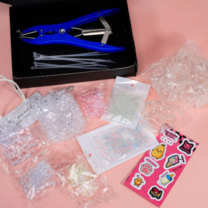 DIY Handmade Stress Relief Ball Kit, Shiny Series, Stress Relieving Accessory, Includes 6 Accessories, 6 Transparent Cat Paw Balls, Expander, 8 Straps