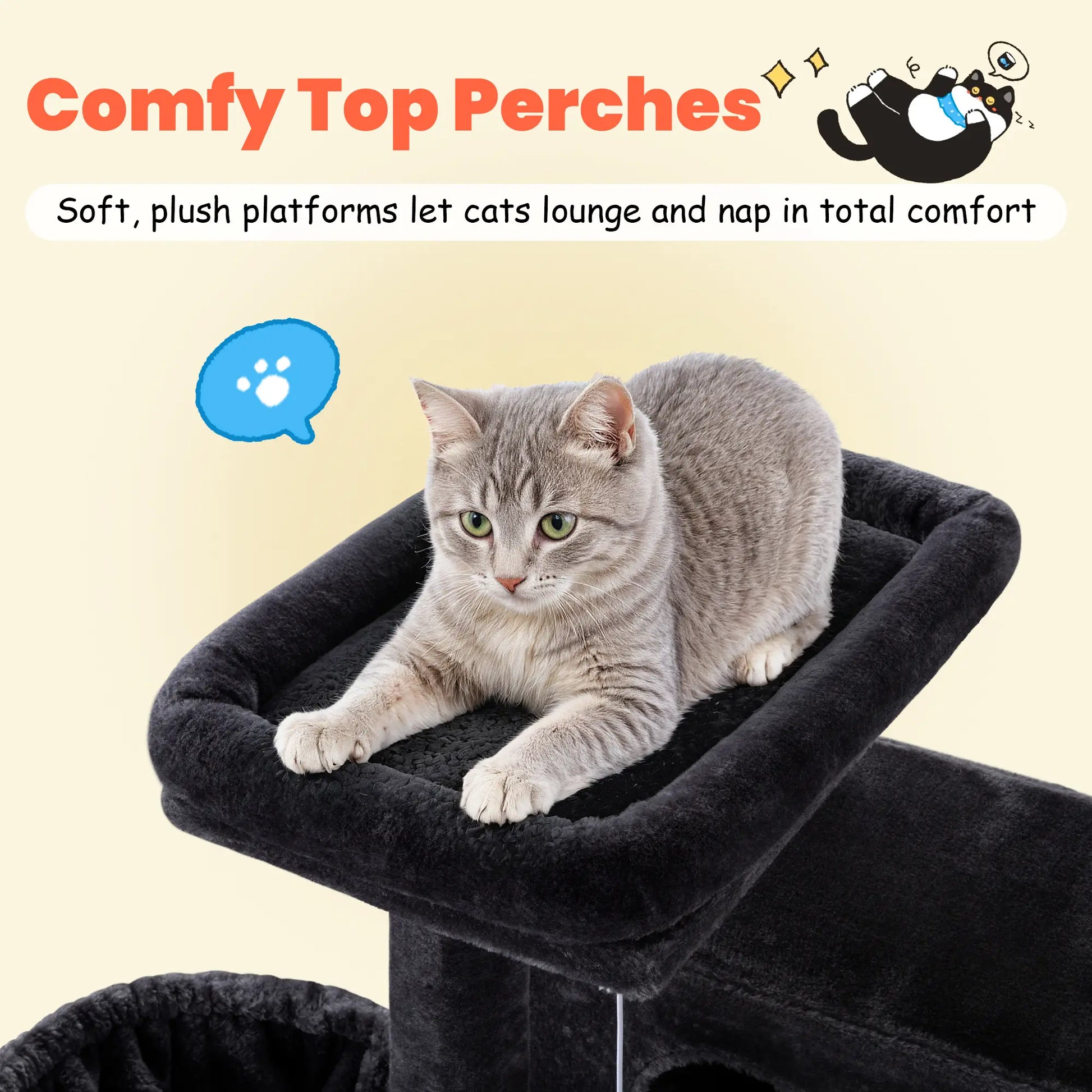 HOOMIC 64-Inch Large Cat Tree – Multi-Level Cat Tower with Durable Activity Center for Indoor Cats,Beige/Dark Grey/Grey/Pink/Leopard Print & Spot Patterns#Summervibes